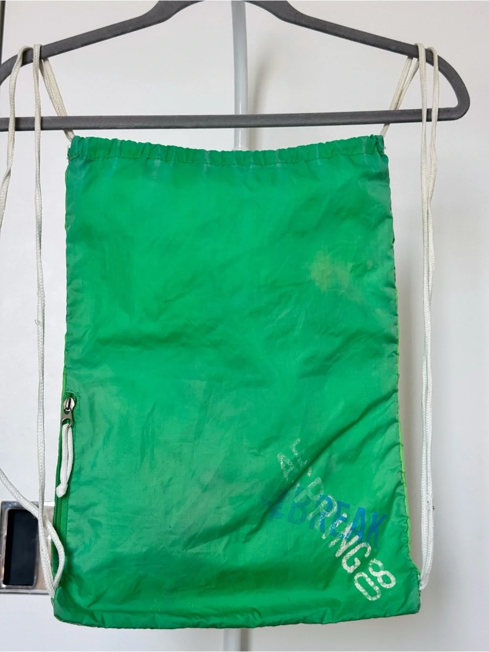 American Eagle Green Drawstring Backpack Gym Bag Y2K Vintage Logo Neon School